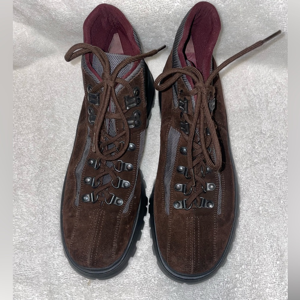 PRADA Suede & Nylon Lace Up Hiking Boots Brown EU 38 1/2 US Size 8 New - Picture 10 of 14